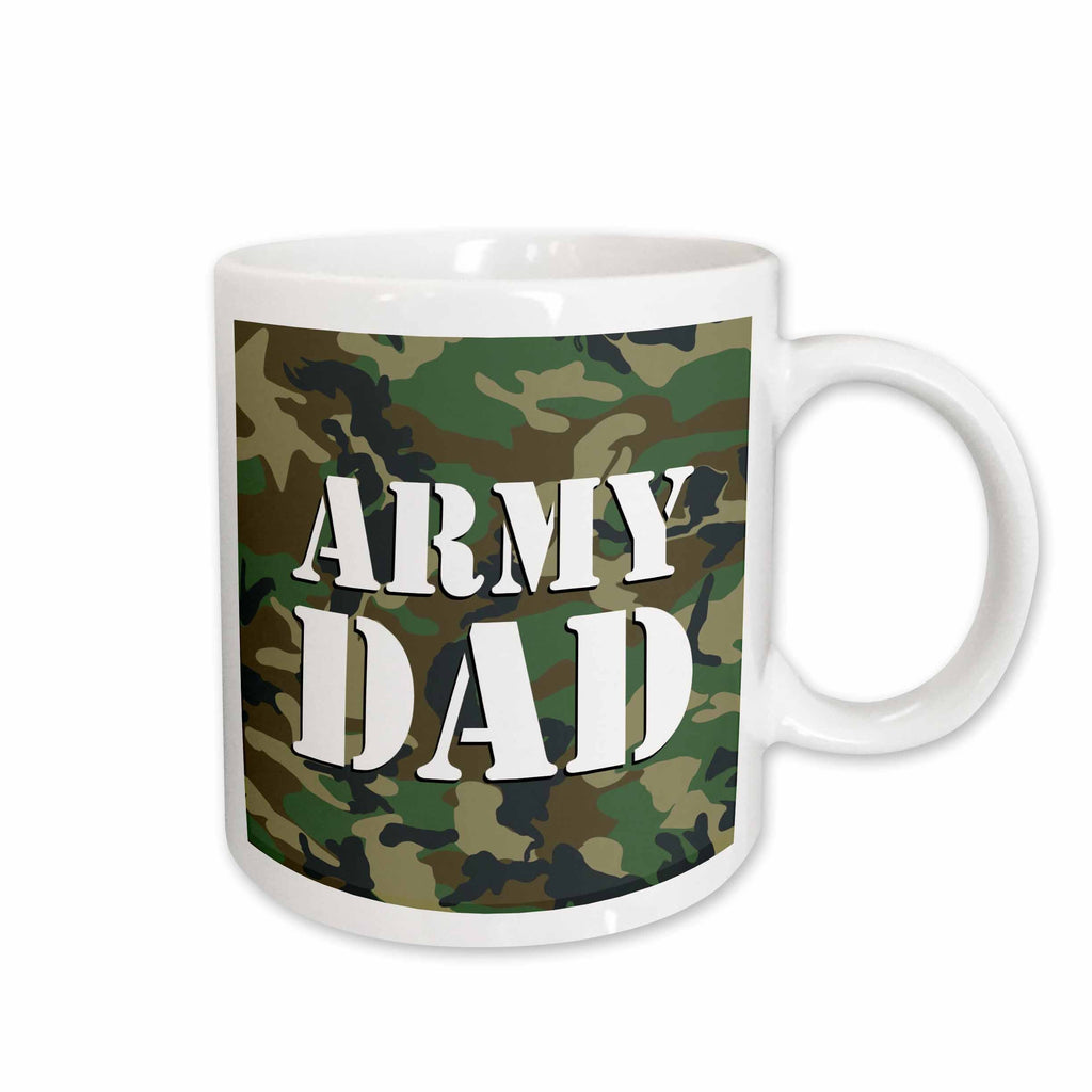 3dRose Janna Salak Designs Patriotic - Army Dad Green Camouflage - Mugs (mug_15404)