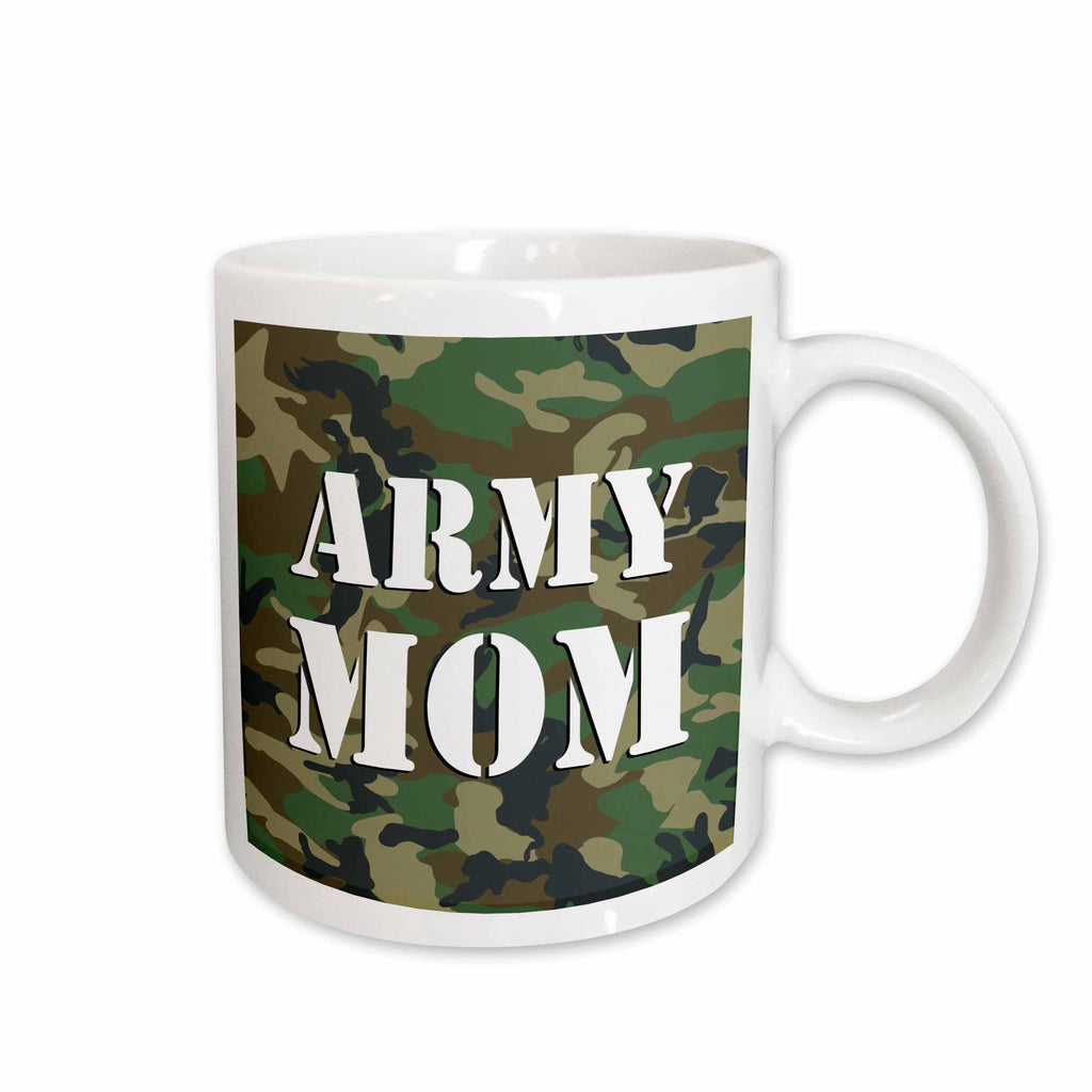 3dRose Janna Salak Designs Patriotic - Army Mom Green Camouflage - Mugs (mug_15405)