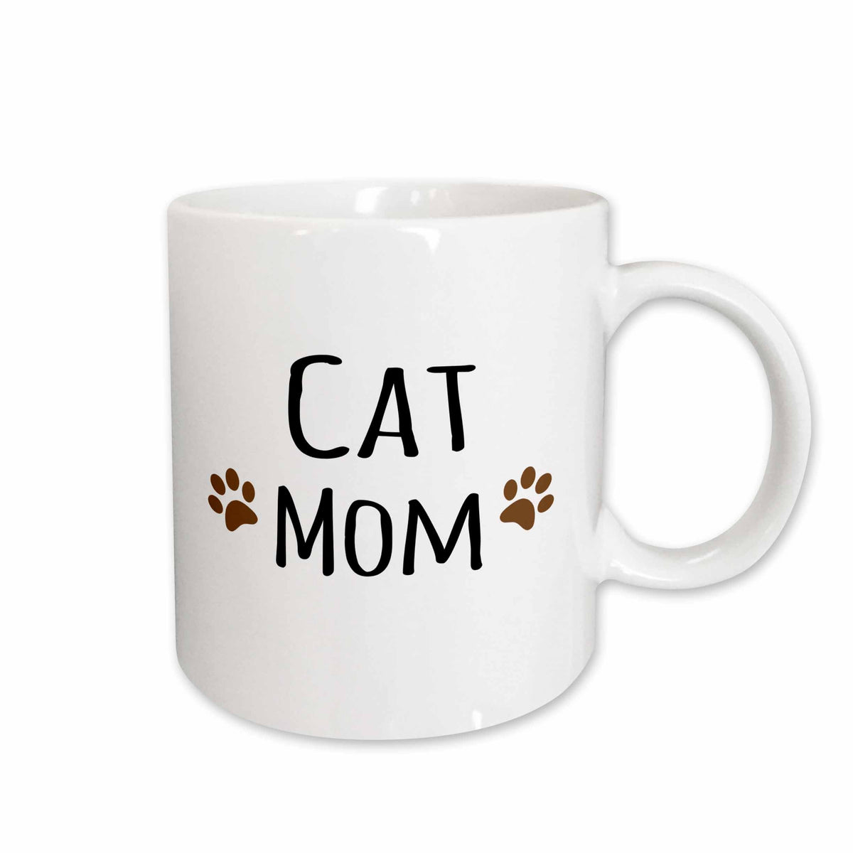 3dRose Cat Mom text in black with two paw prints - for female pet owners and... - Mugs (mug_154053)