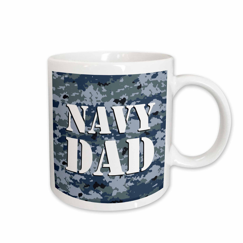 3dRose Janna Salak Designs Patriotic - Navy Dad Blue Camouflage - Mugs (mug_15406)