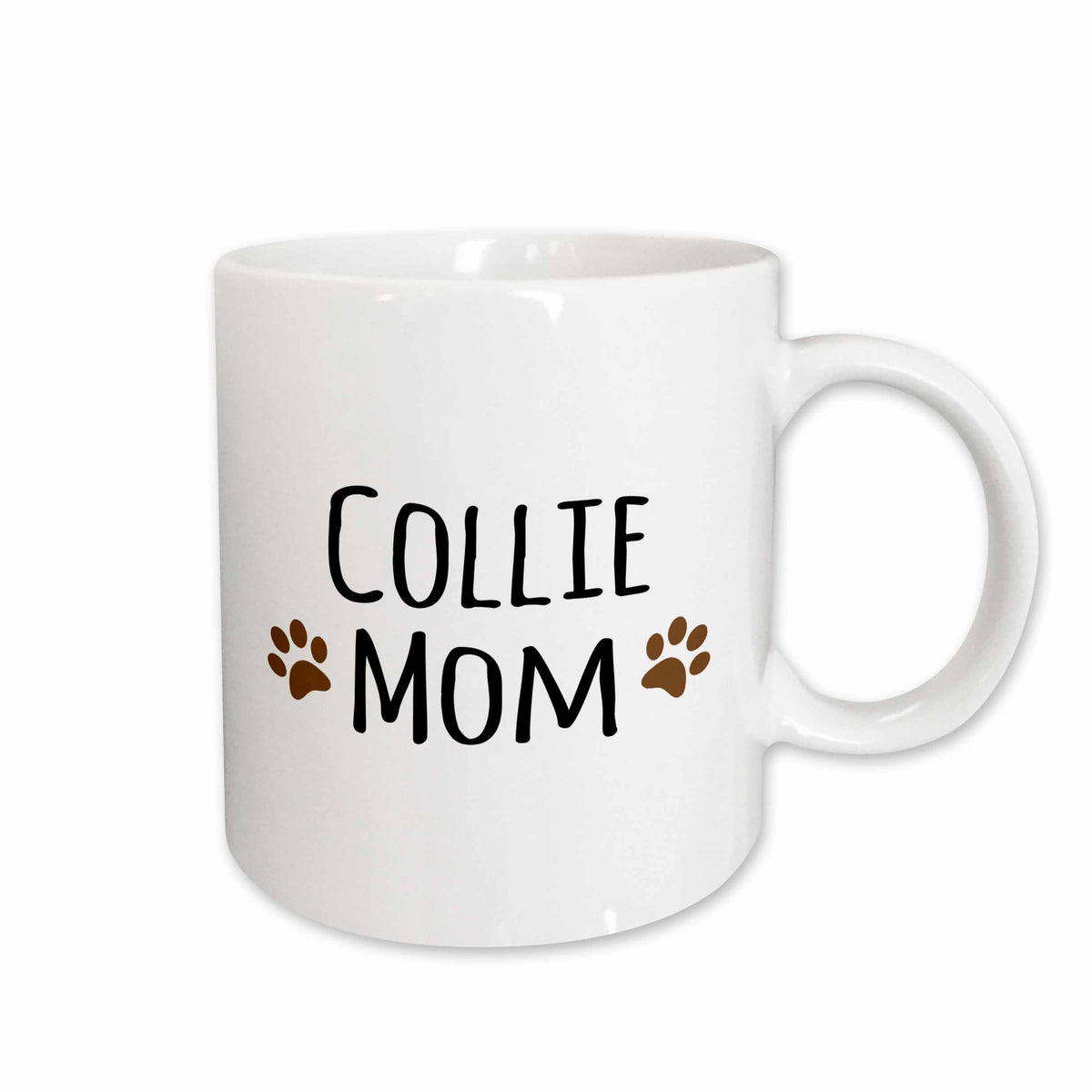 3dRose Collie Dog Mom - Doggie by breed - brown muddy paw prints love - doggy... - Mugs (mug_154103)