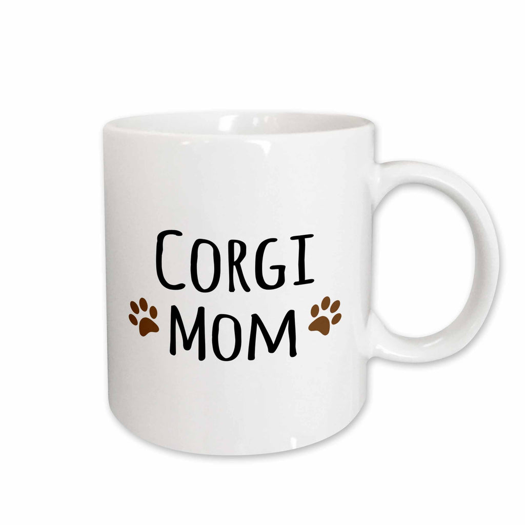 3dRose Corgi Dog Mom - Doggie by breed - brown muddy paw prints love - doggy... - Mugs (mug_154105)