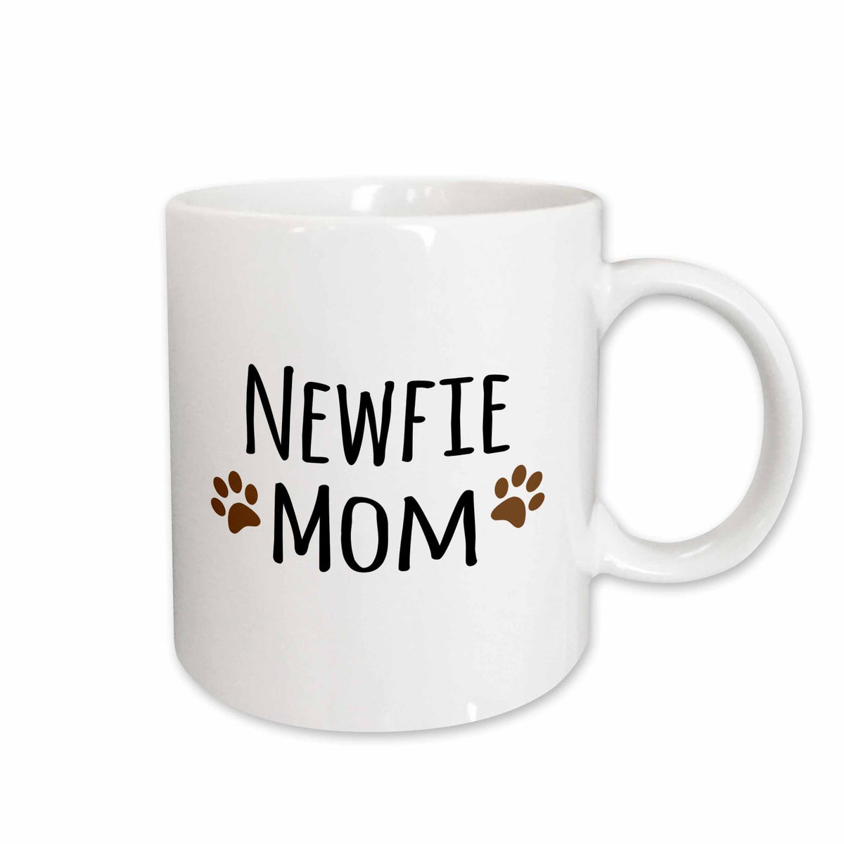 3dRose Newfie Dog Mom - Newfoundland Doggie by breed - muddy brown paw prints -... - Mugs (mug_154161)