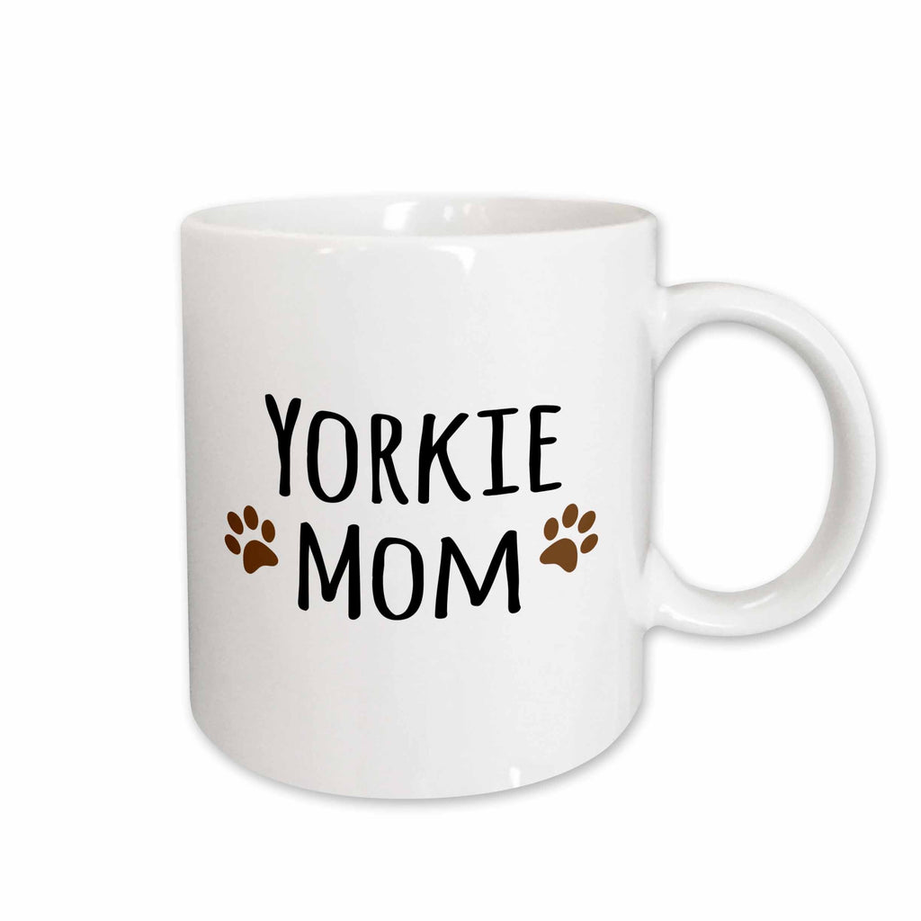 3dRose Yorkie Dog Mom - Yorkshire Terrier - Doggie by breed - doggy lover brown... - Mugs (mug_154219)