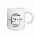 3dRose Initial letter P personal monogrammed fancy black and white typography... - Mugs (mug_154339)