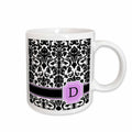 3dRose Personal initial D monogrammed pink black and white damask pattern girly... - Mugs (mug_154379)