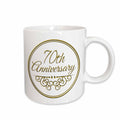 70th Celebration Gold Text Mugs for Wedding Milestones - Perfect for Couples