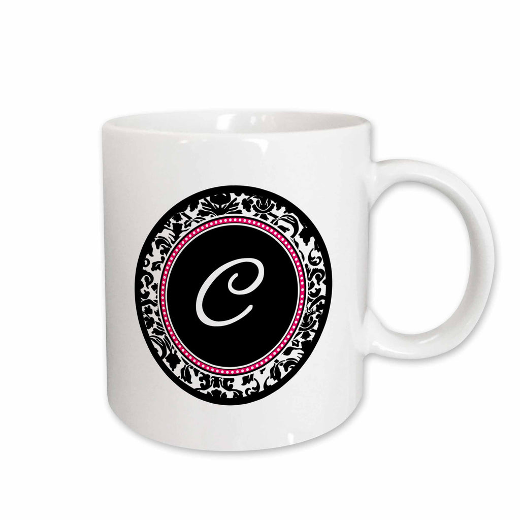 3dRose Letter C stylish monogrammed circle - girly personal initial -... - Mugs (mug_154595)