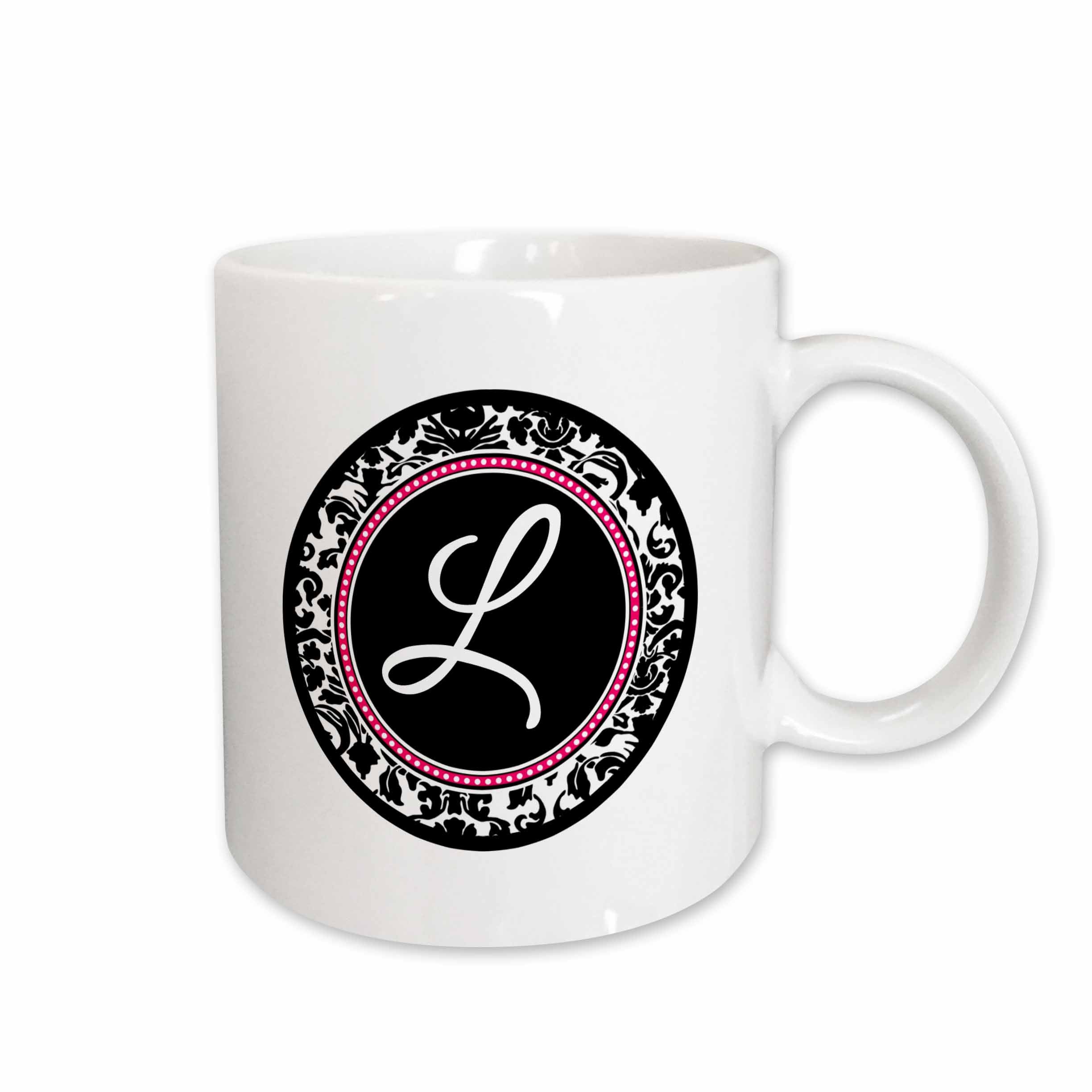 3dRose Letter L stylish monogrammed circle - girly personal initial... - Mugs (mug_154604)