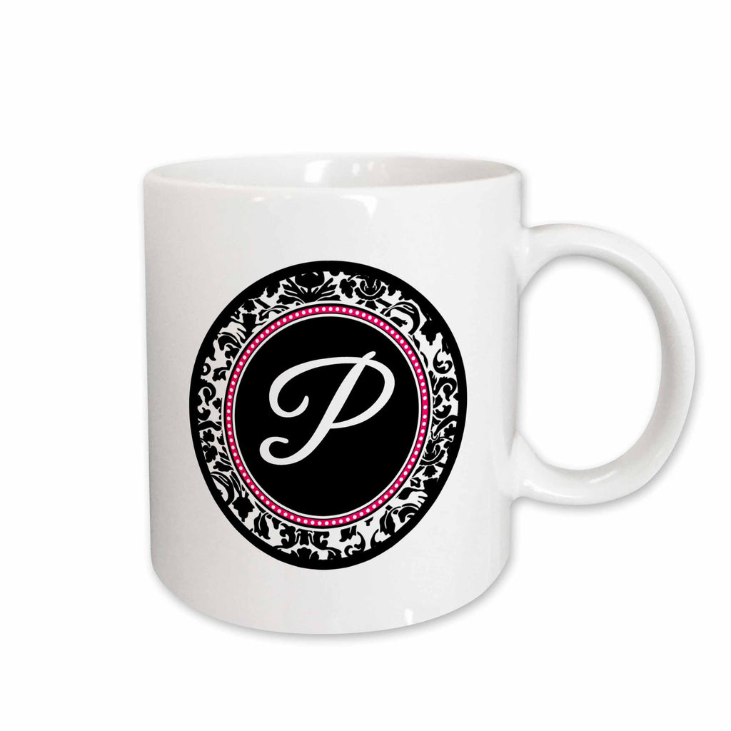 3dRose Letter P stylish monogrammed circle - girly personal initial... - Mugs (mug_154608)