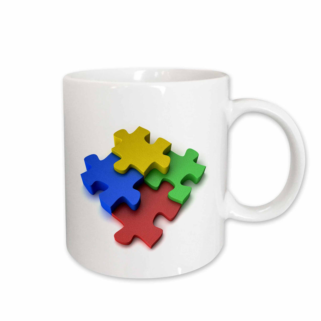3dRose Carsten Reisinger Illustrations - Colorful puzzle design autism - Mugs (mug_154998)