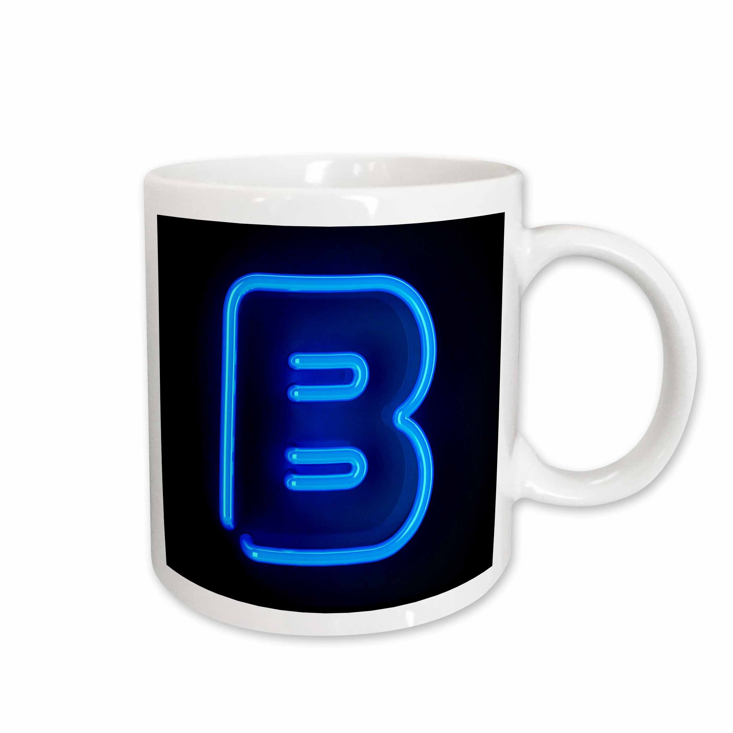 3dRose Monogram letter B abstract neon blue lit shining illuminated - Mugs (mug_155122)