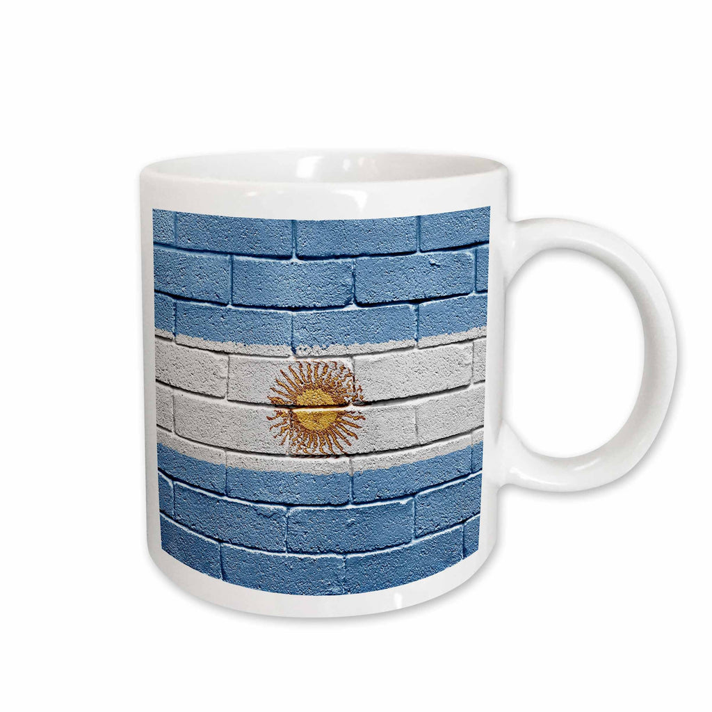3dRose National flag of Argentina painted onto a brick wall Argentinan... - Mugs (mug_155172)