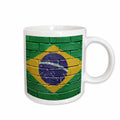 3dRose National flag of Brazil painted onto a brick wall Brazilian - Mugs (mug_155195)