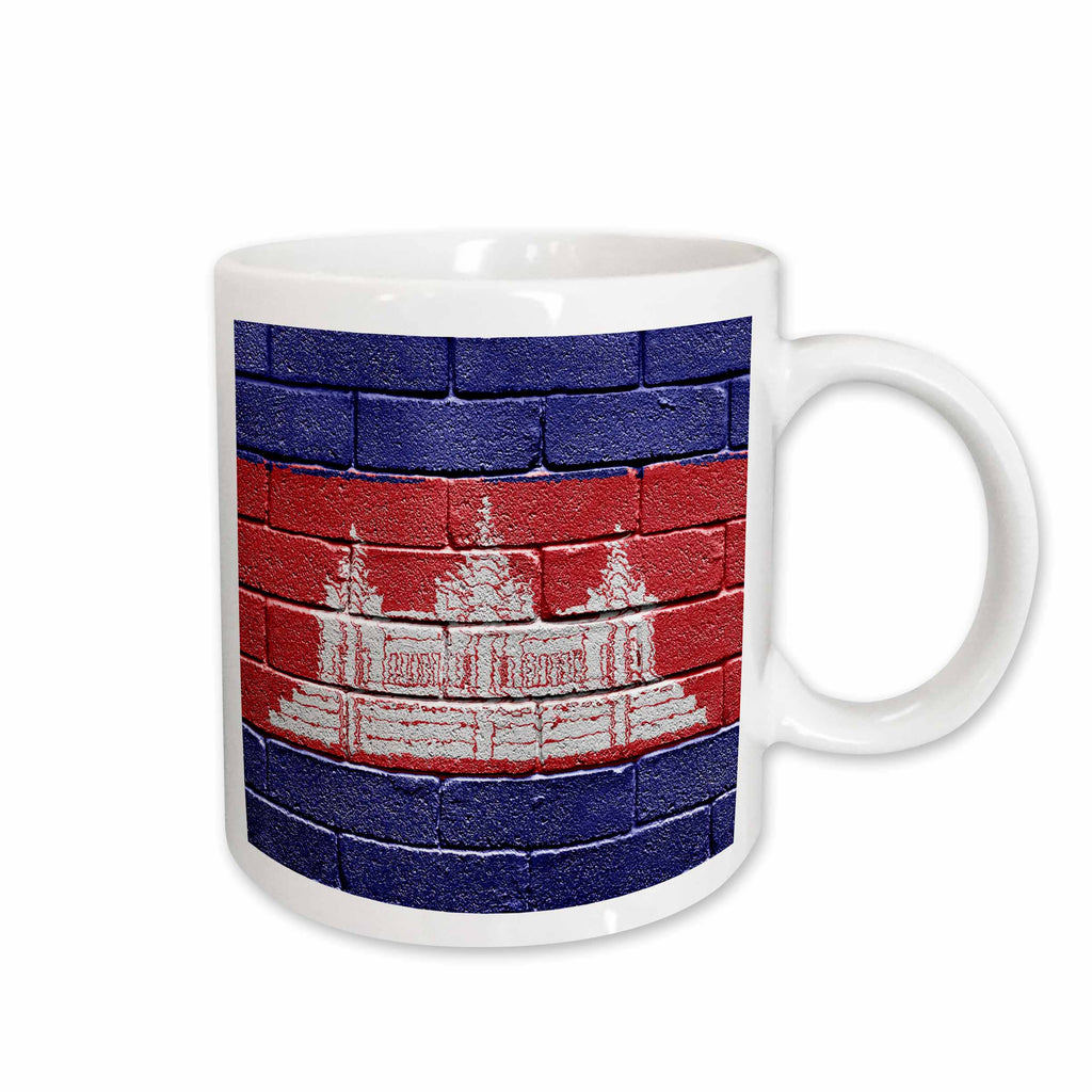 3dRose National flag of Cambodia painted onto a brick wall Cambodian - Mugs (mug_155200)