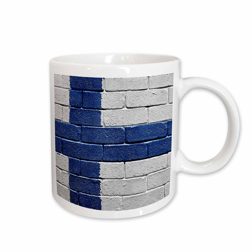 3dRose National flag of Finland painted onto a brick wall Finnish - Mugs (mug_155230)