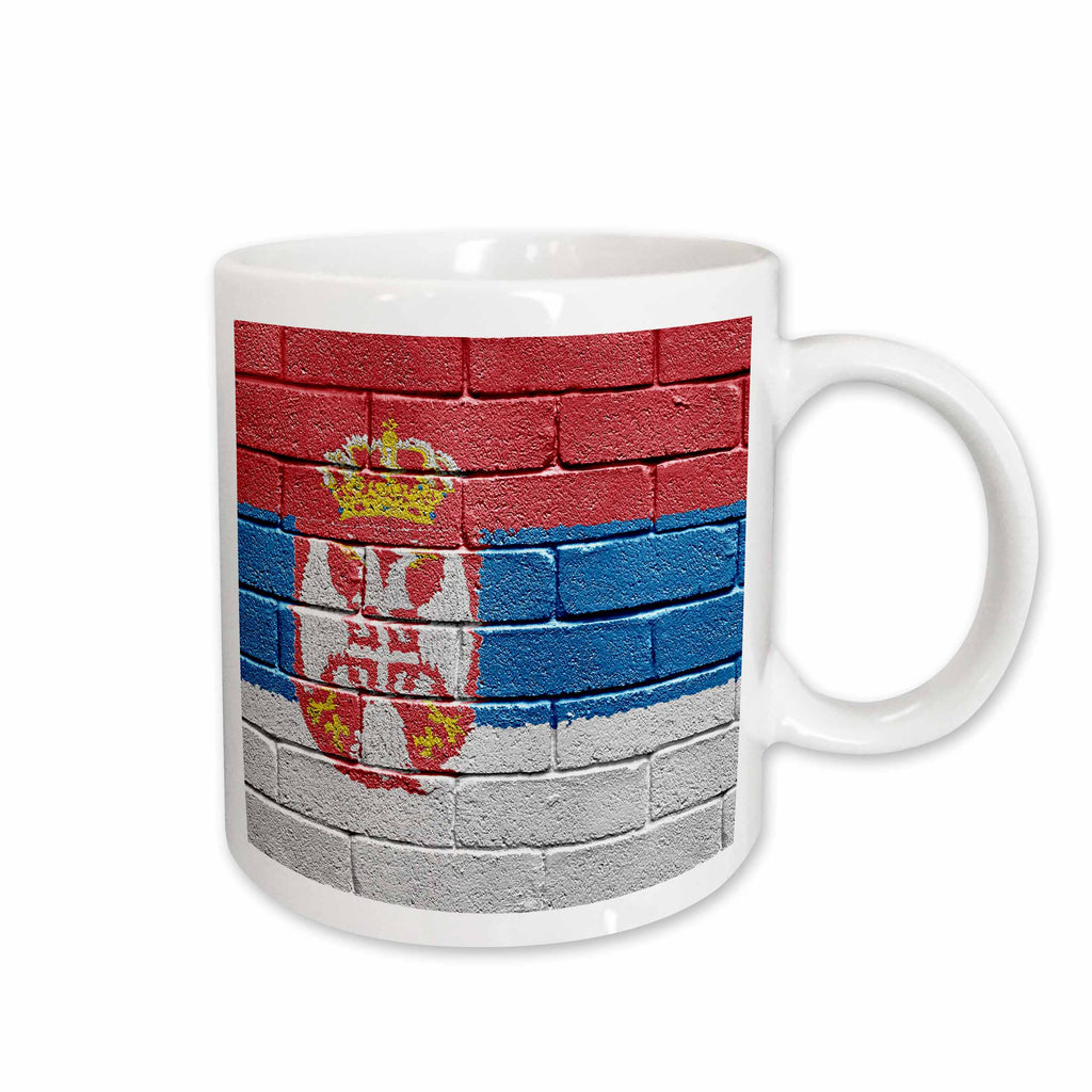 3dRose National flag of Serbia painted onto a brick wall Serbian - Mugs (mug_156982)