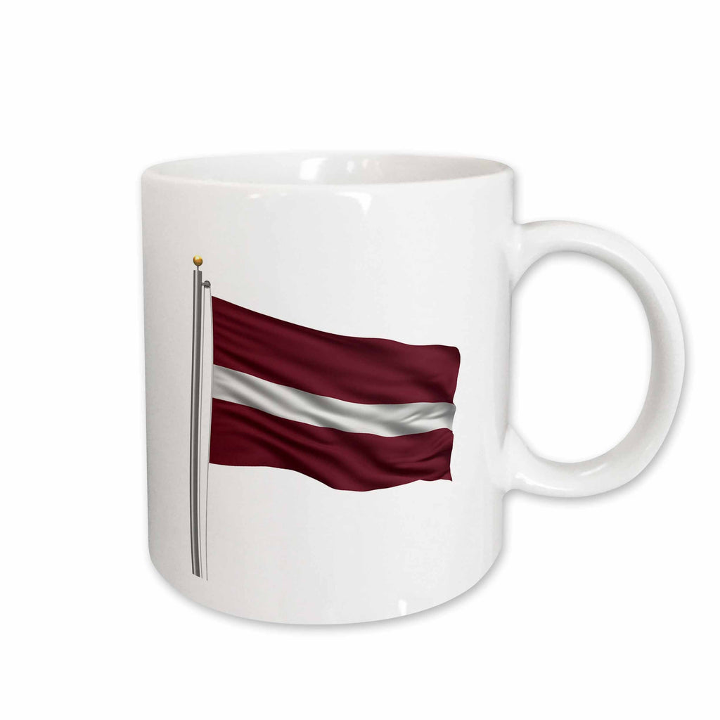 3dRose Flag of Latvia on a flag pole over white Latvian - Mugs (mug_157198)
