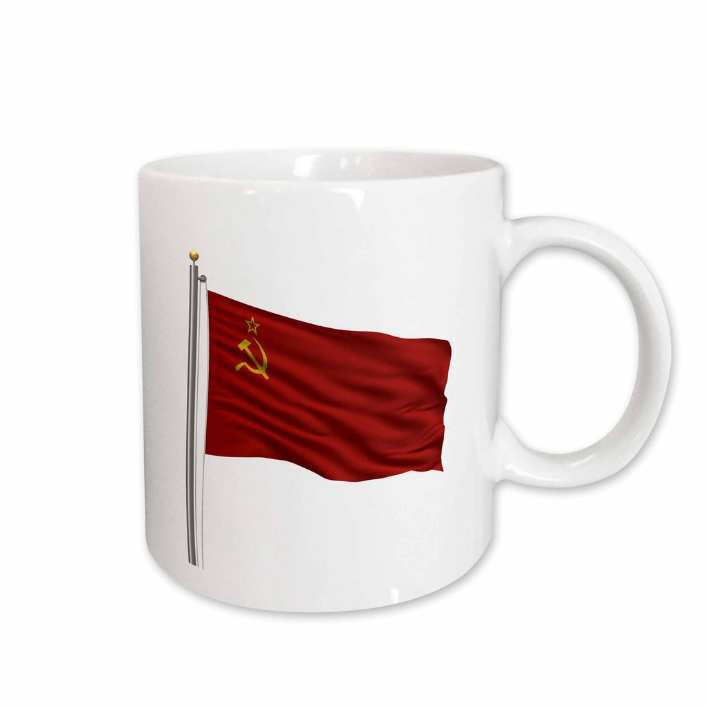 3dRose Flag of Soviet Union on a flag pole over white USSR - Mugs (mug_157272)