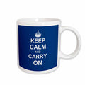 3dRose Keep Calm and Carry On - white text on navy blue - crown - motivational... - Mugs (mug_157690)