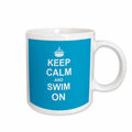 3dRose Keep Calm and Swim on - blue carry on swimming - hobby or pro Swimmer... - Mugs (mug_157778)