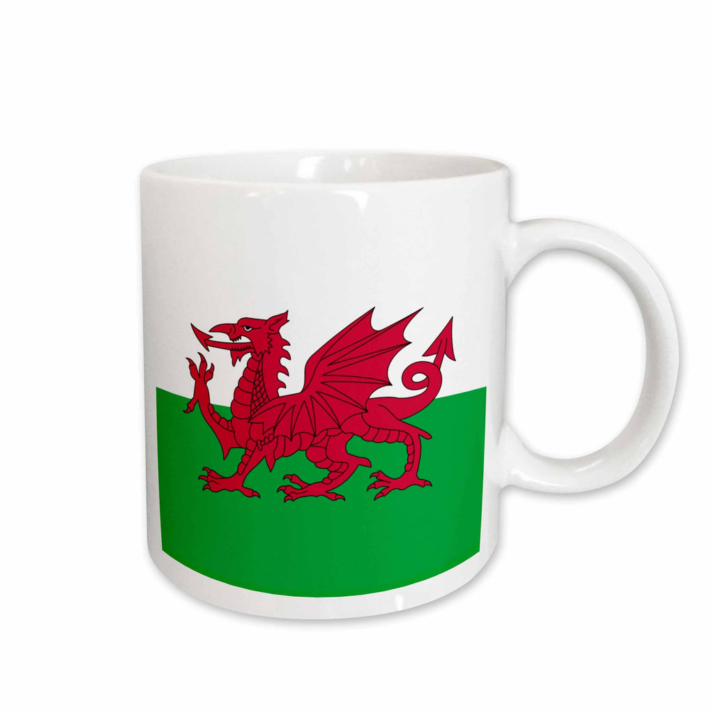 3dRose Flag of Wales - Welsh red dragon on white and green - Y Ddraig Goch UK... - Mugs (mug_158289)