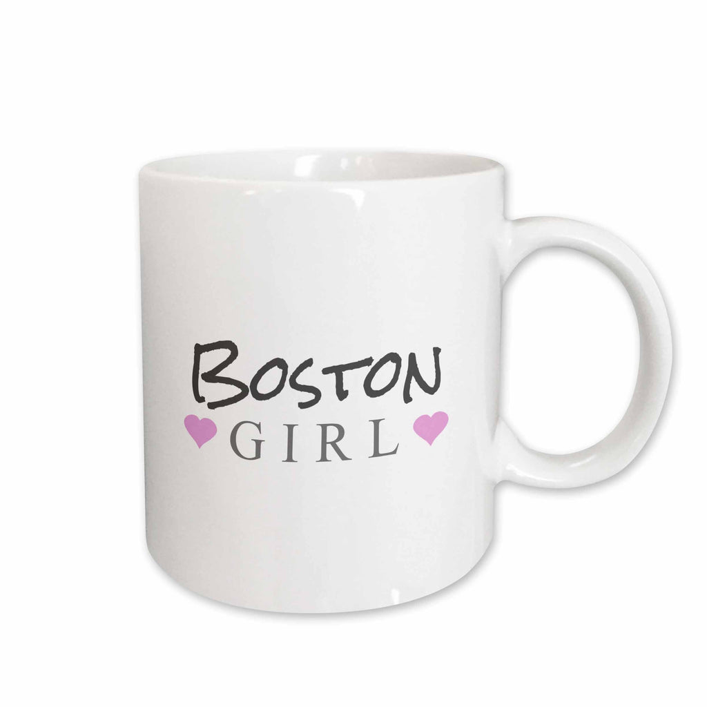 3dRose Boston Girl - home town city pride - USA United States of America - text... - Mugs (mug_161829)