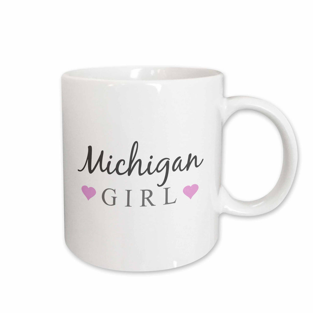 3dRose Michigan Girl - home state pride - USA - United States of America - text... - Mugs (mug_161854)