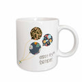 3dRose Happy 85th Birthday - Modern stylish floral Balloons. Elegant black... - Mugs (mug_162026)