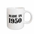 3dRose Made in 1950 - funny birthday birth year text - fun black bday stamp... - Mugs (mug_162716)