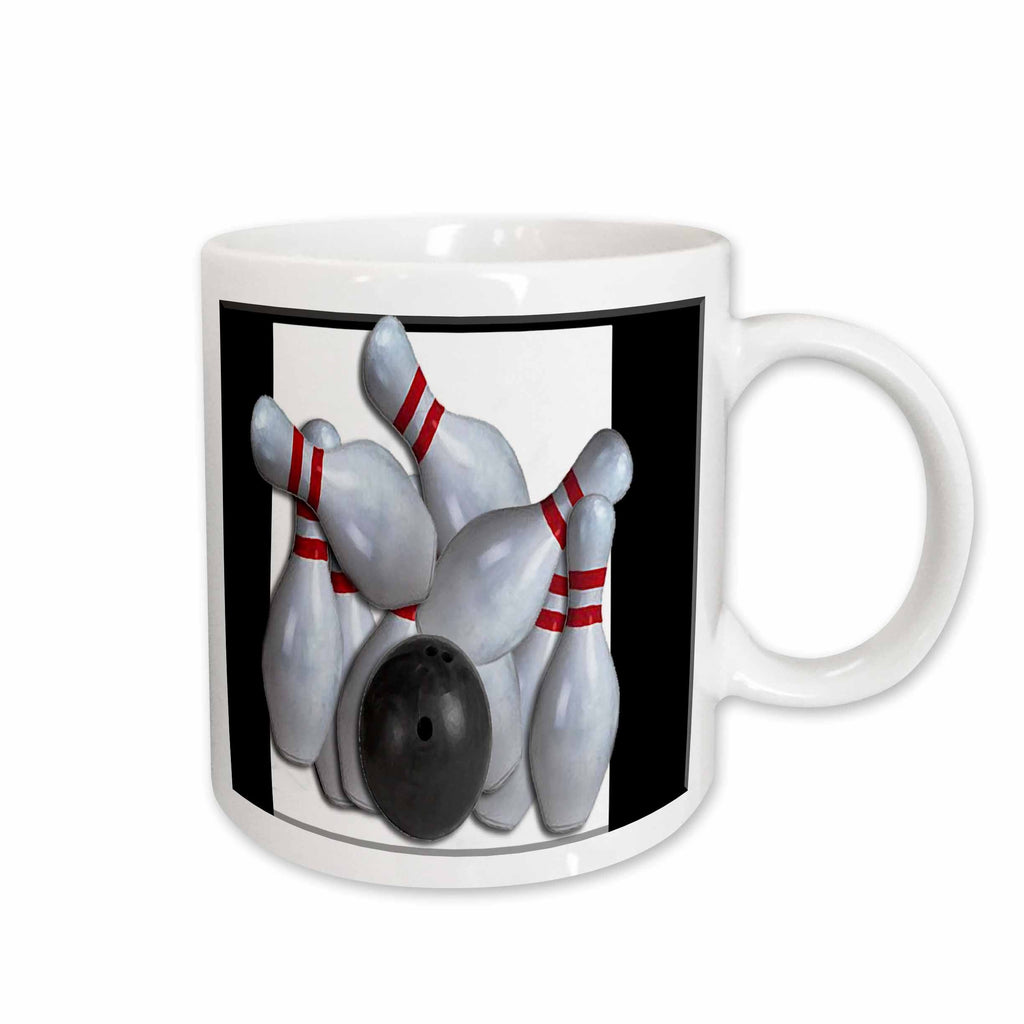 3dRose Beverly Turner Sports Design - Bowling Ball and Pins - Mugs (mug_16304)