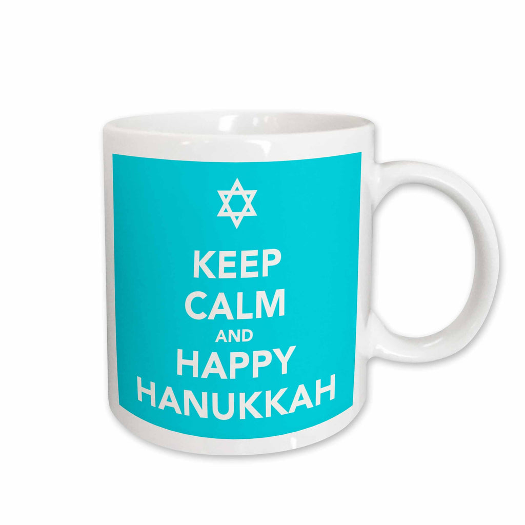 3dRose EvaDane - Quotes - Keep calm and happy Hanukkah, Blue - Mugs (mug_163810)