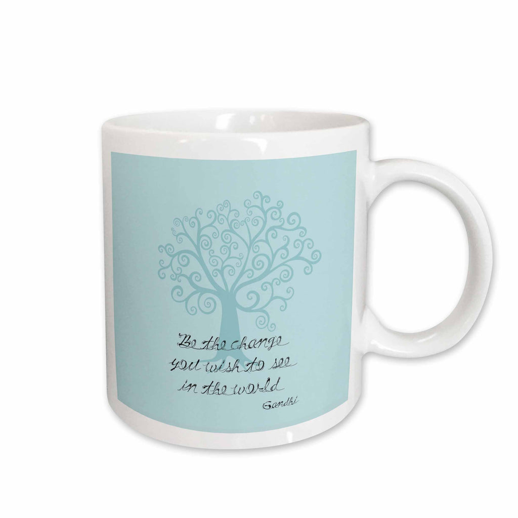 3dRose PS Inspirations - Be the Change You Wish to See Tree Gandhi quote - Mugs (mug_164655)