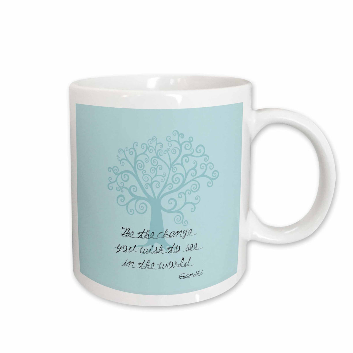 3dRose PS Inspirations - Be the Change You Wish to See Tree Gandhi quote - Mugs (mug_164655)