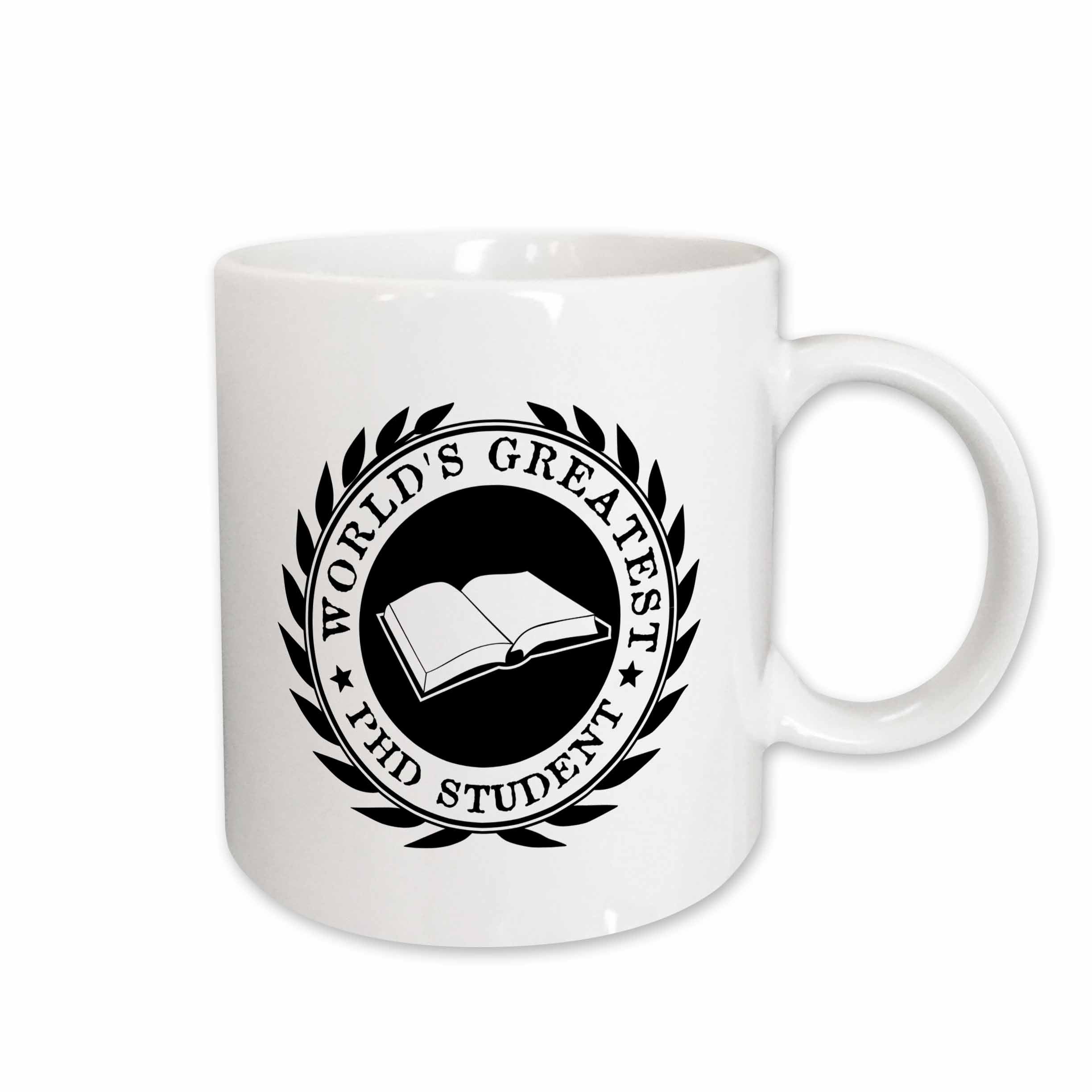 3dRose Worlds Greatest PhD student scholar pride black white badge graphic - Mugs (mug_165002)