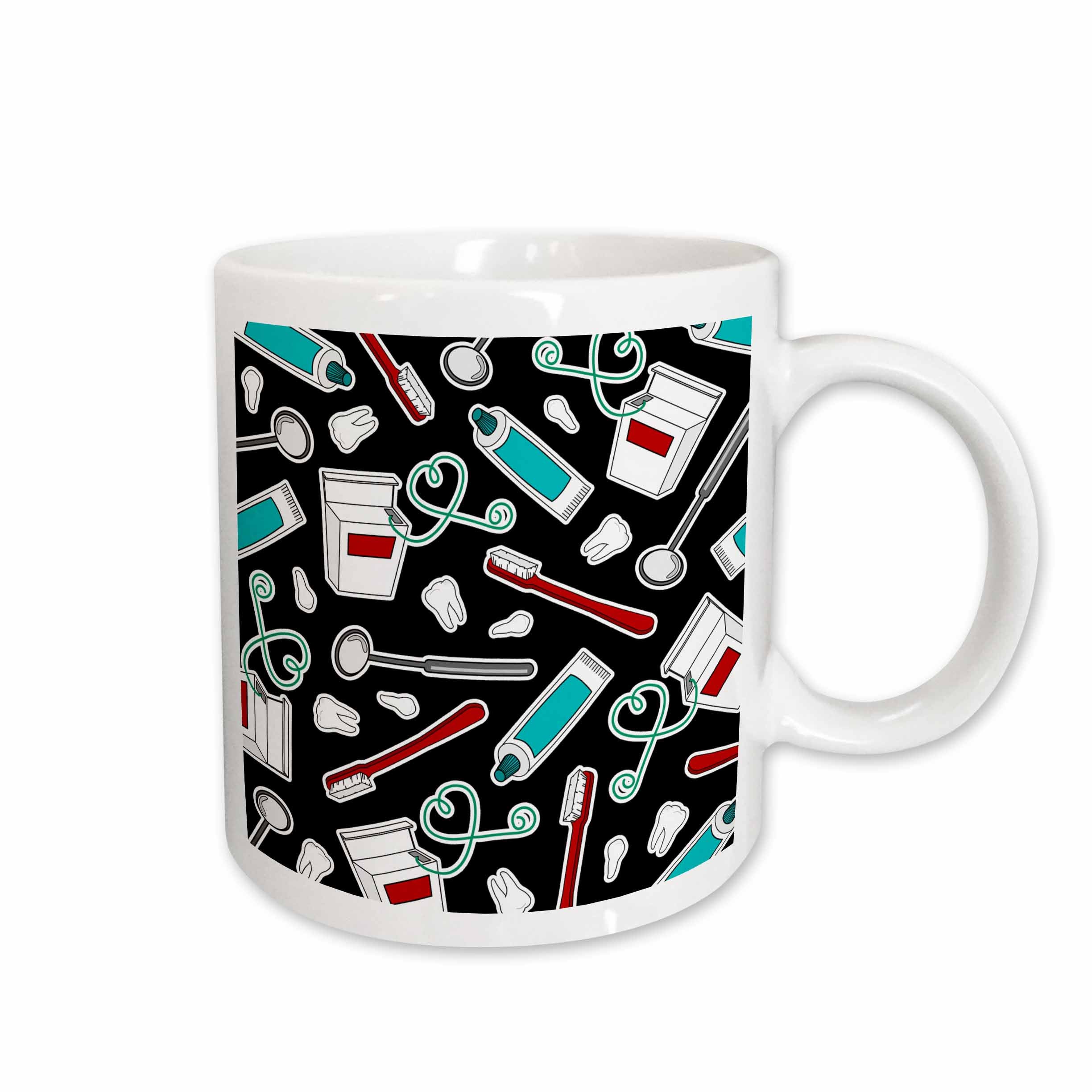3dRose Cute Dentist Dental Hygienist Print Black - Mugs (mug_165819)