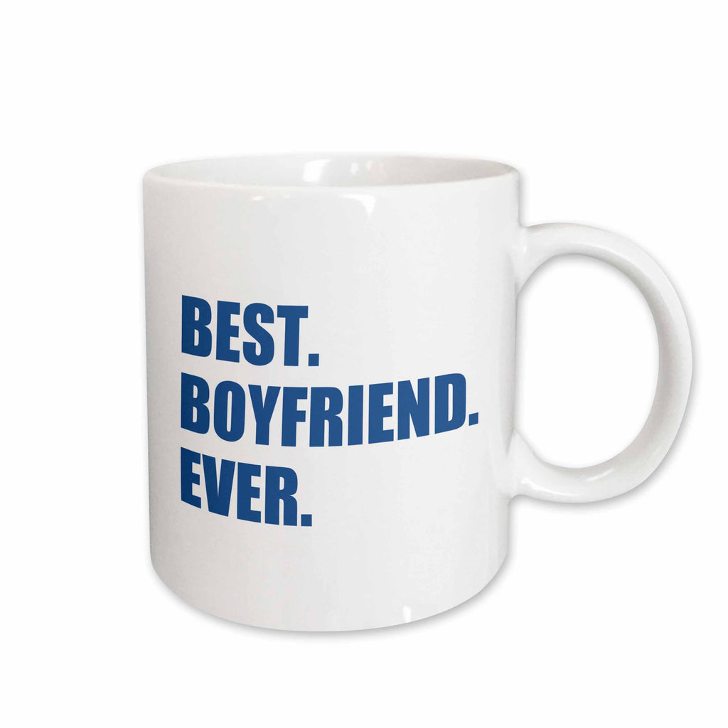 3dRose Dark Blue Best Boyfriend Ever navy text anniversary valentines day - Mugs (mug_179711)