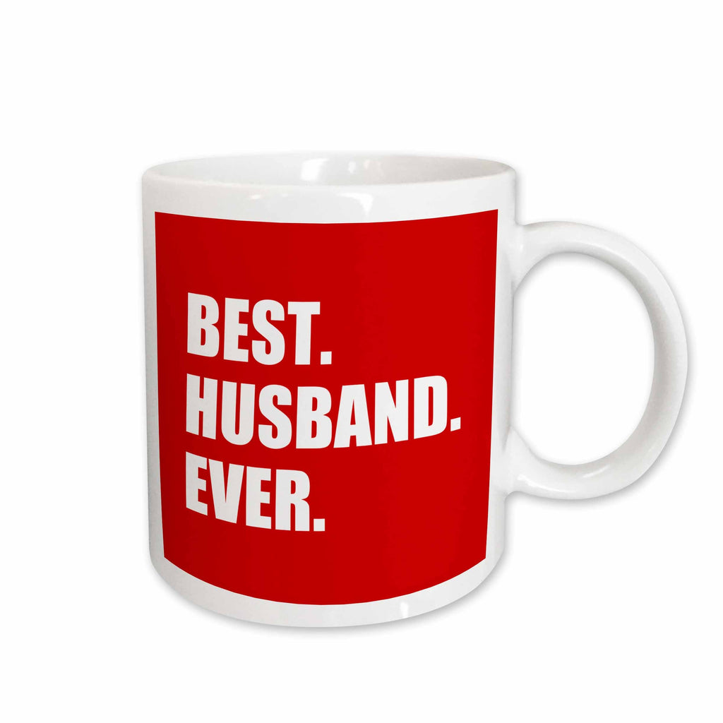 3dRose Red Best Husband Ever - white text anniversary romantic gift for him - Mugs (mug_179724)