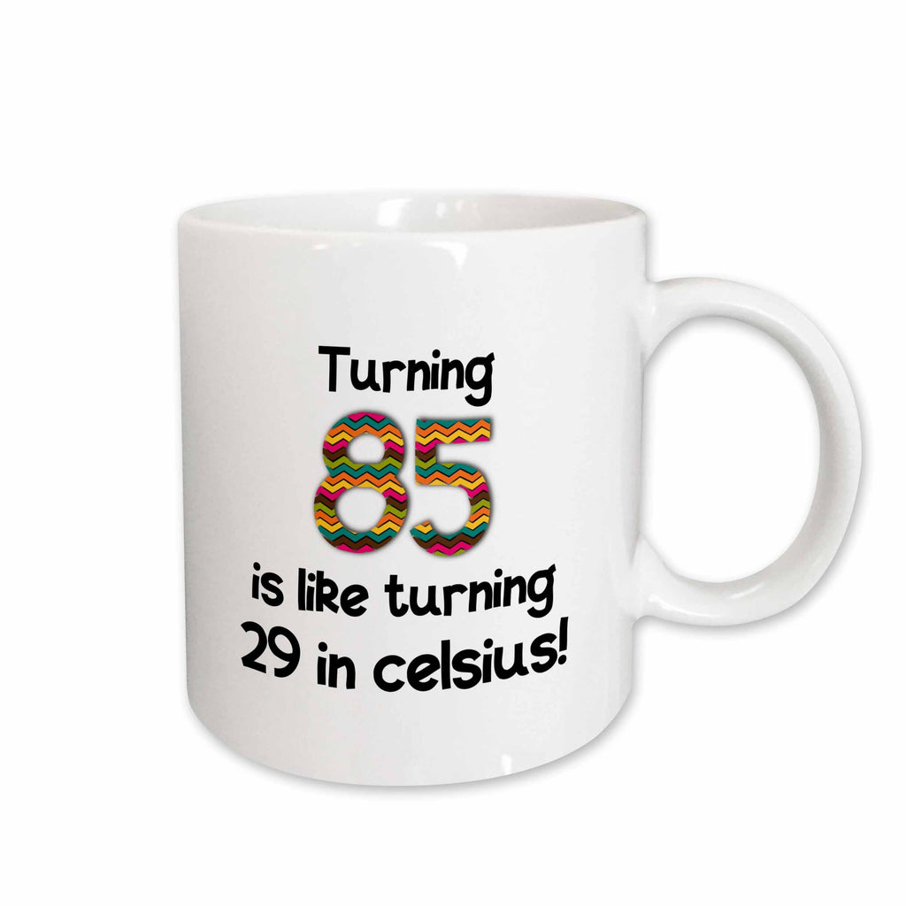 3dRose Turning 85 is like turning 29 in celsius - humorous 85th birthday gift - Mugs (mug_184968)