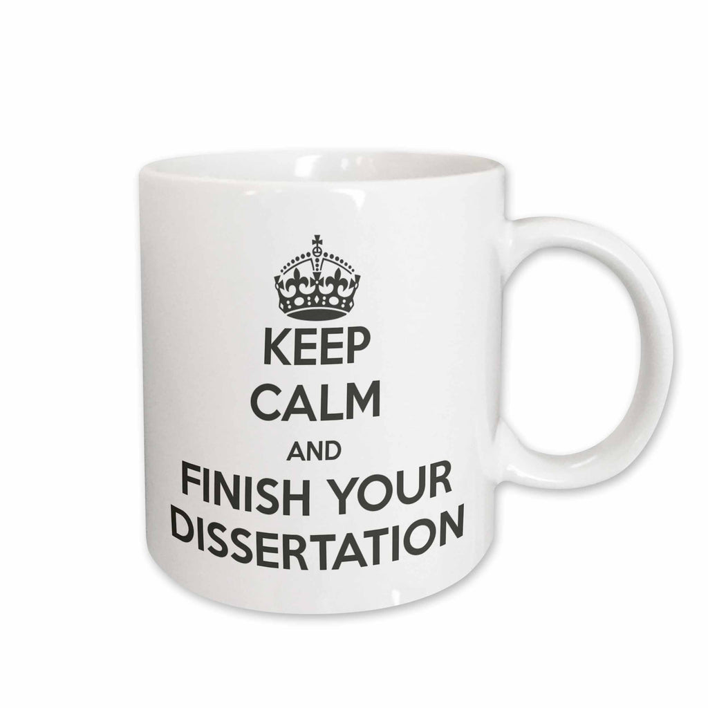 3dRose Keep calm and finish your dissertation. White and Gray. - Mugs (mug_193304)