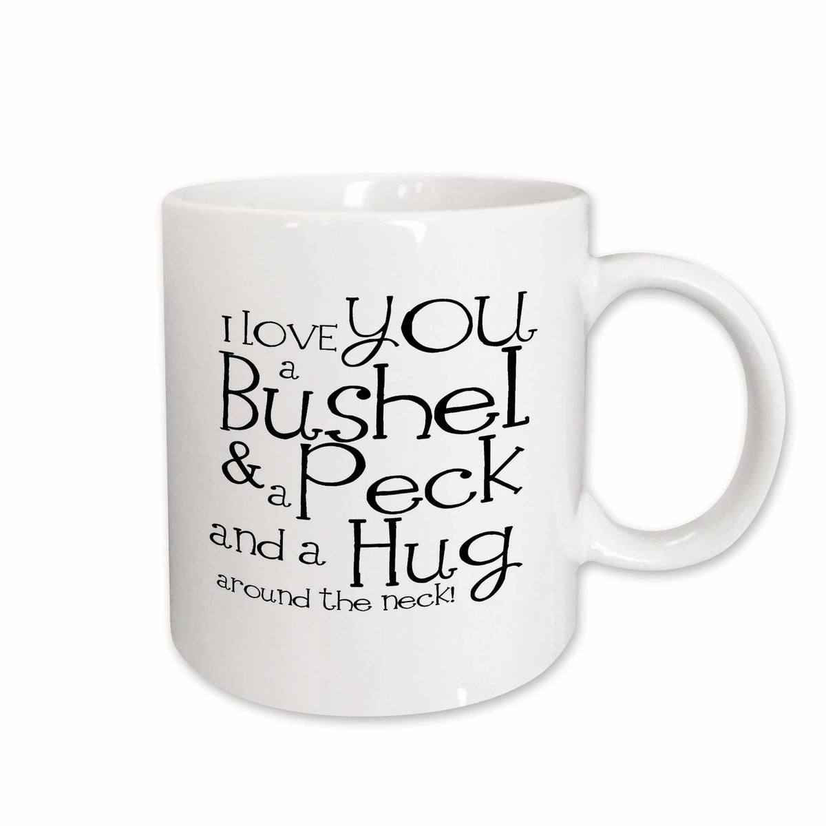 3dRose EvaDane - Quotes - I love you a bushel and a peck. White and Black. - Mugs (mug_193477)