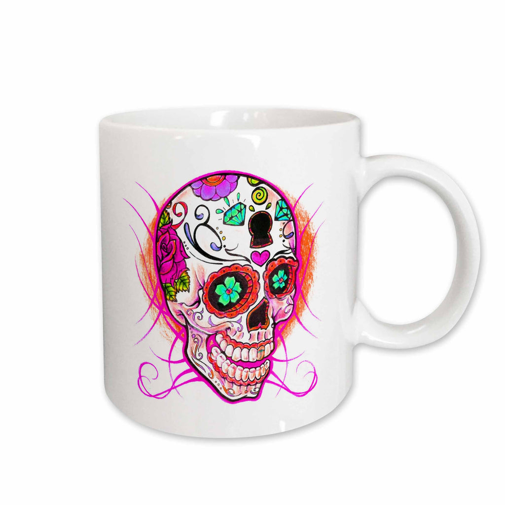 3dRose EvaDane - Images - Diamond sugar skull. Pink. - Mugs (mug_193528)