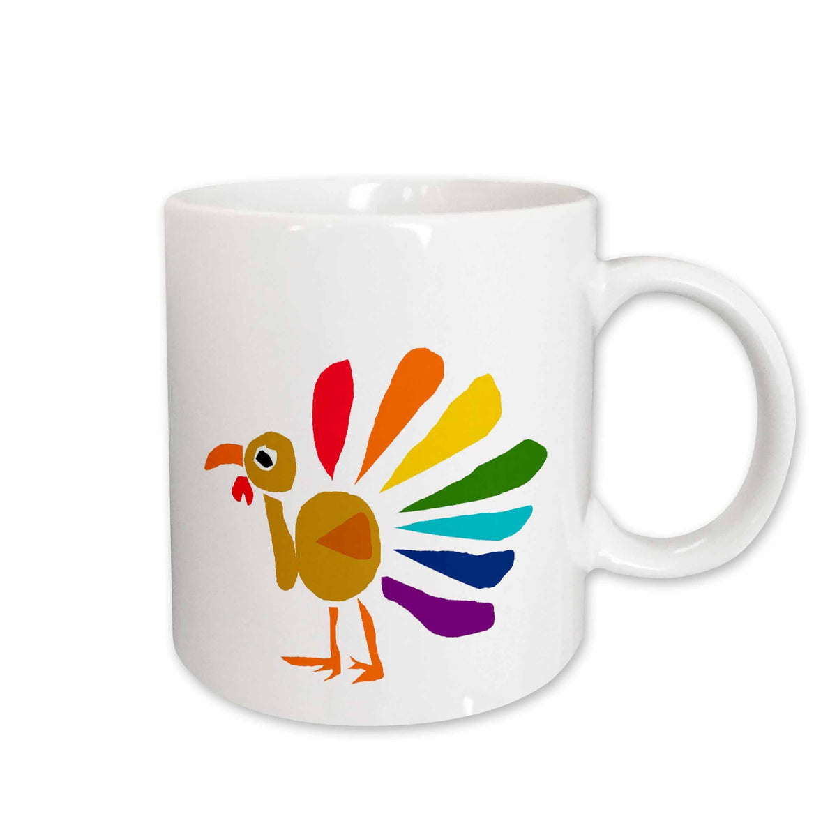 3dRose All Smiles Art Birds - Funny Rainbow Colored Turkey Art - Mugs (mug_200155)