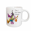 3dRose Cute Witch Flying Her Groom Says Yes I Can Drive A Stick In Black - Mugs (mug_216808)