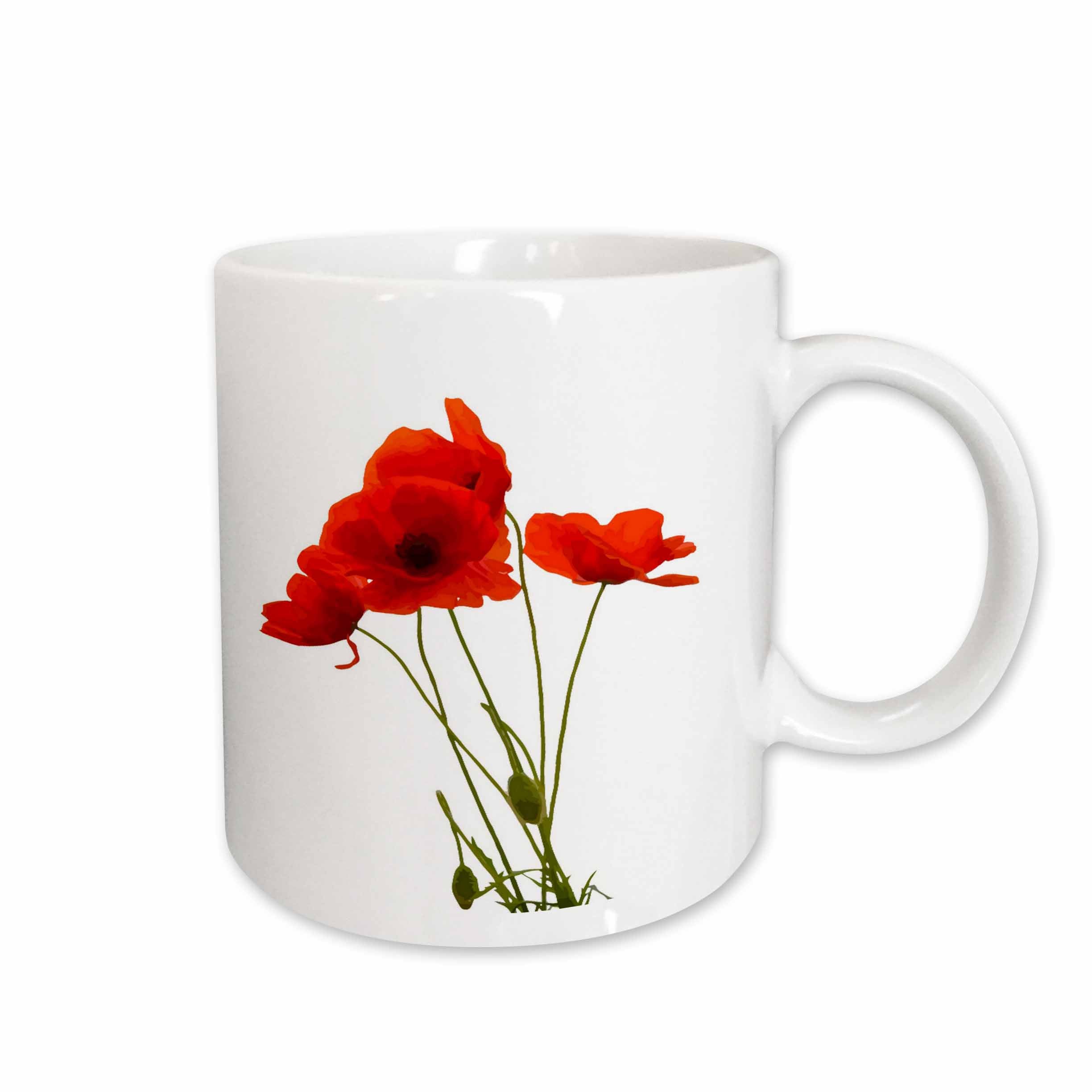 3dRose Taiche - Vector - Poppies - Delicate Red Poppies Vector - Mugs (mug_217331)