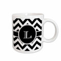 3dRose BrooklynMeme Designs - Black and white chevron monogram initial L - Mugs (mug_222074)