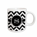 3dRose BrooklynMeme Designs - Black and white chevron monogram initial S - Mugs (mug_222081)