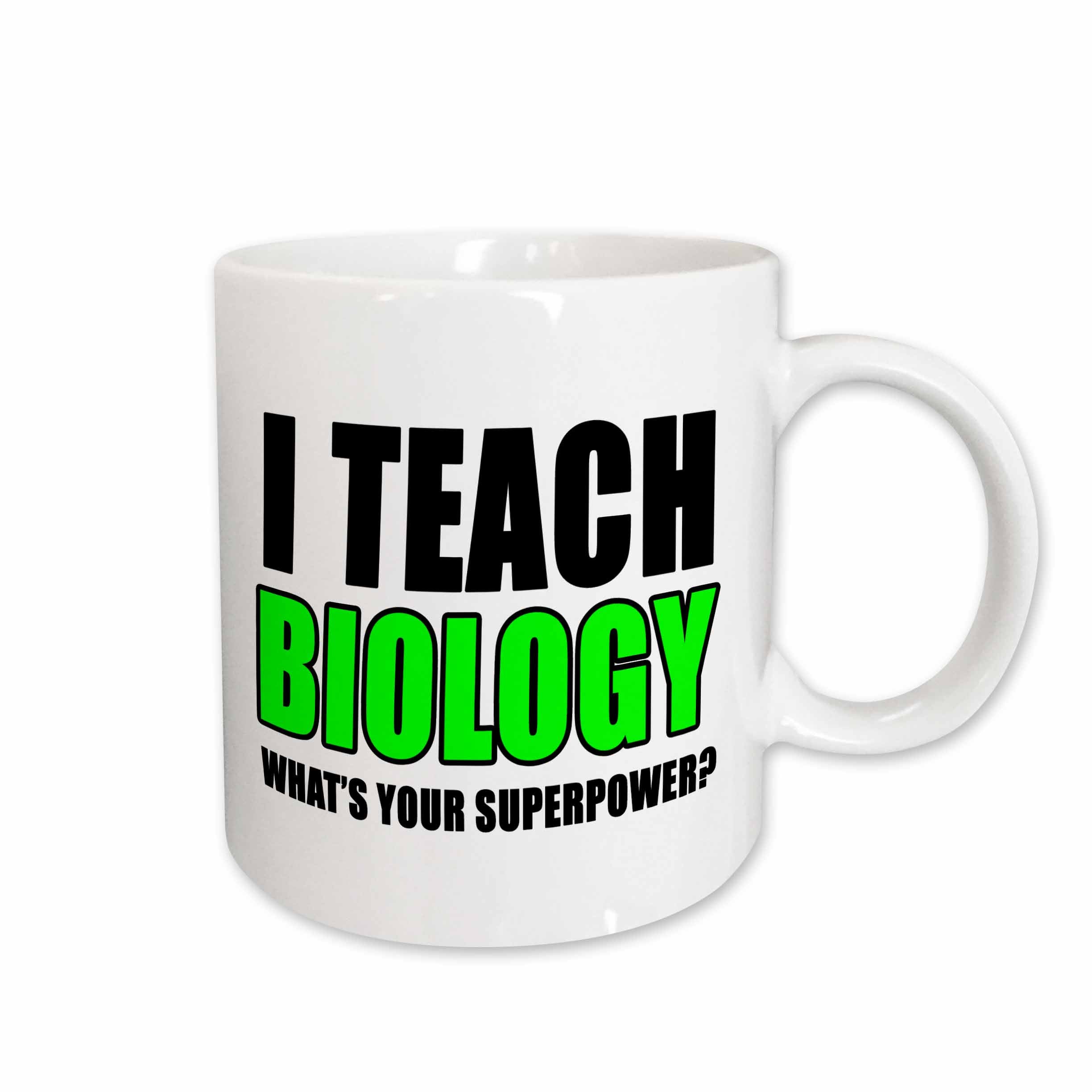 3dRose EvaDane - Quotes - I Teach Biology Whats Your Superpower Green - Mugs (mug_223987)