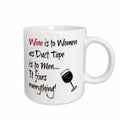 3dRose Wine is to women as duct tape is to men, black letters with wine picture - Mugs (mug_224364)
