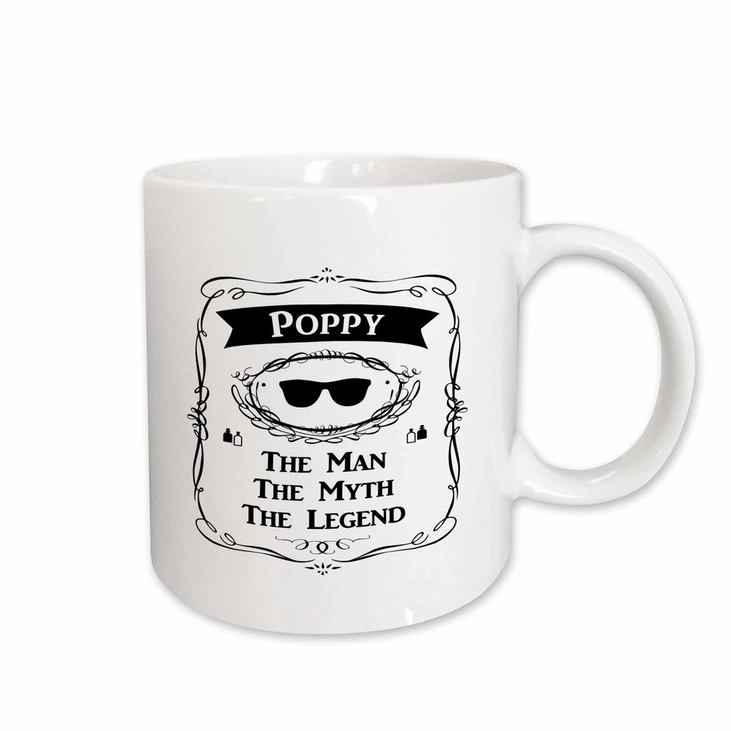 3dRose Poppy The Man The Myth The Legend fun funny grandpa grandfather gift - Mugs (mug_232455)